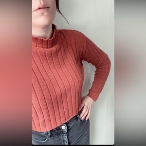 SOLD Vintage Au Coton mock neck cropped sweater